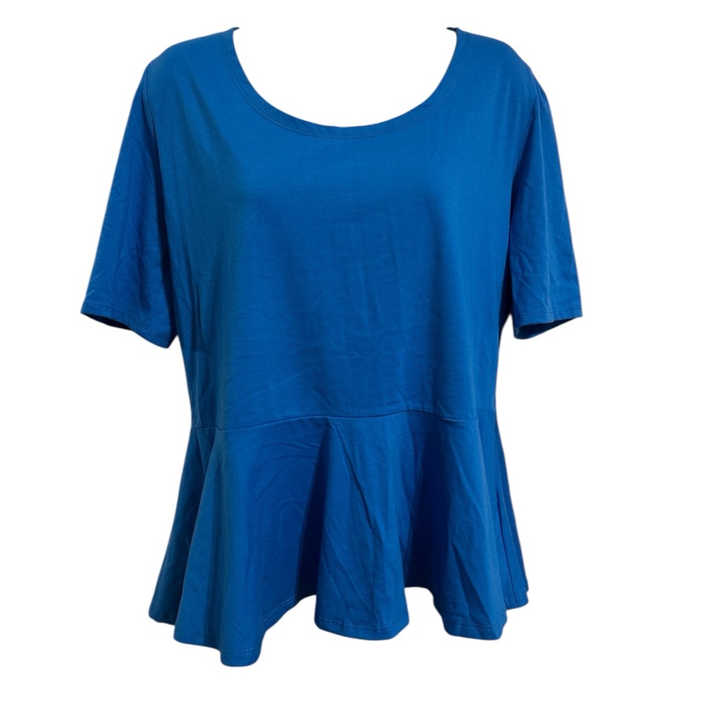 Vibrant Blue Short Sleeve Peplum Blouse